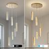 Modern Crystal Chandelier for Staircase, Multi-Light Long Chandelier, Dimmable & Height Adjustable for High Ceiling Living Room