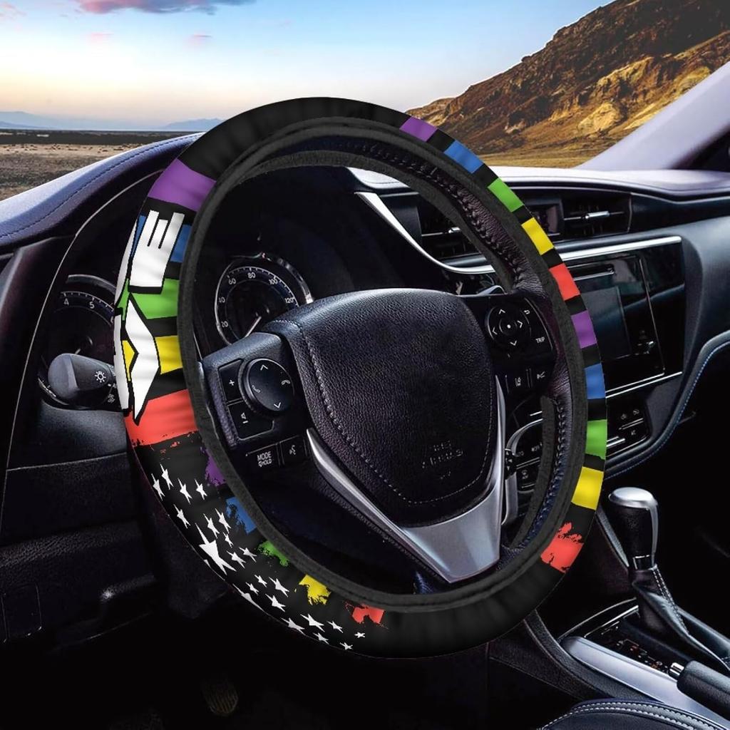 15inch Cow Sunflower Auto Steering Wheel Cover for Women Men Sunflower Lover,Brown Cowhide Steering Wheel Cover Protector Accessory Elastic and Anti