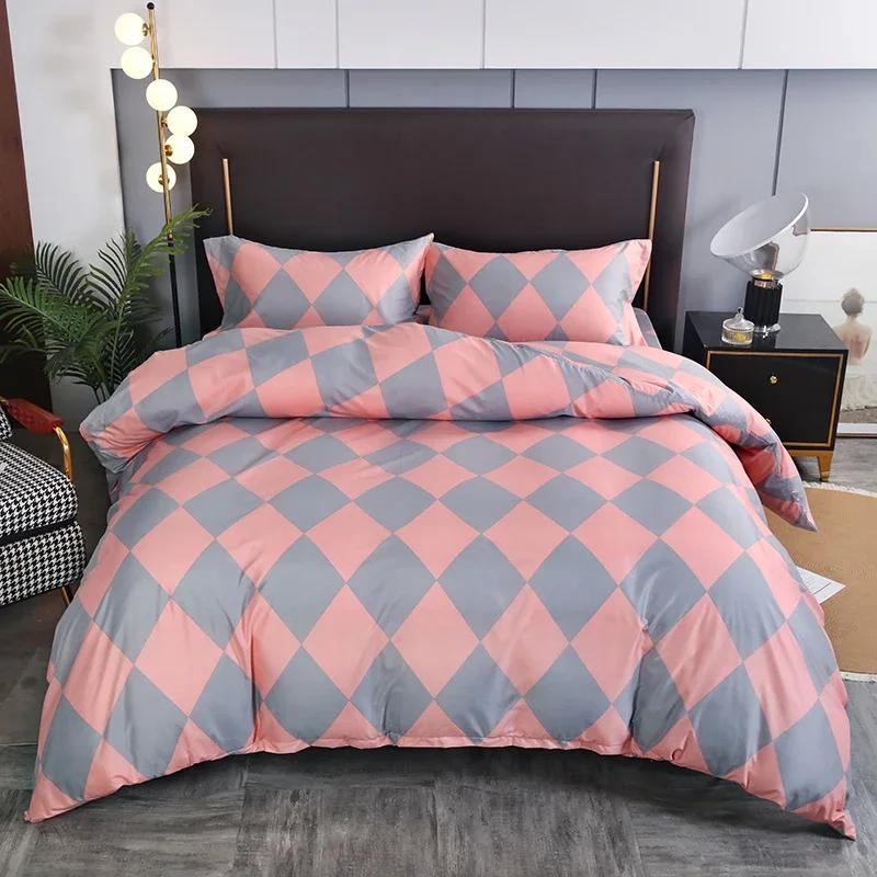 3pcs Boho Bedding Set Striped Geometric Duvet Cover and Pillowcases in Brown Ethnic and Traditional Style Soft Cozy Quilt Covers
