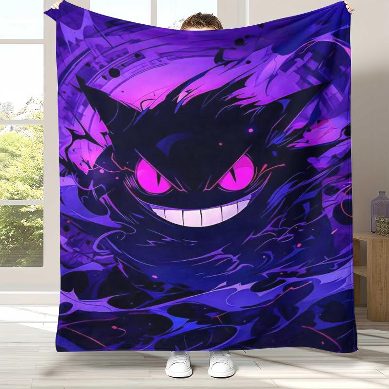 

Gengar Pokemon Cartoon Ectoplasma Flannel Blanket,Ultra Soft Warm Plush Throw for Home Bedroom Bed Sofa Cover Picnic gift 75x90cm