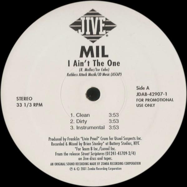 

12inch Record MIL I Aint The One JDAB429071 JIVE 2001 US Rap HipHopRB Used