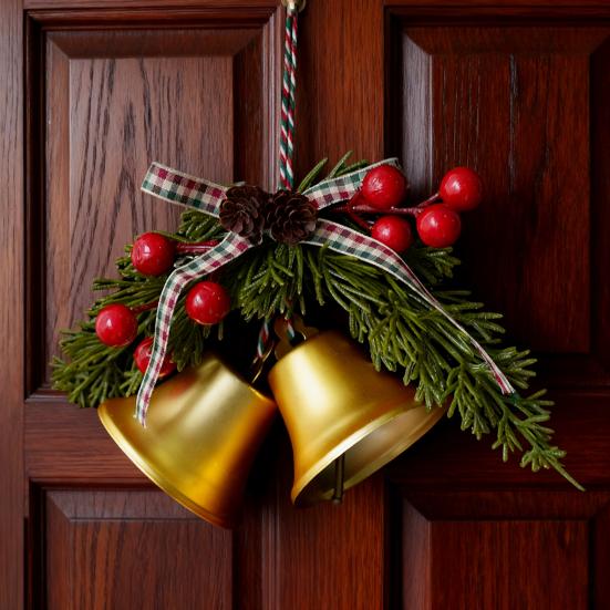 Yousheng Christmas Tree Bell Decoration Bowknot Berry Holiday Ornament DIY Indoor Outdoor Christmas Party Decor