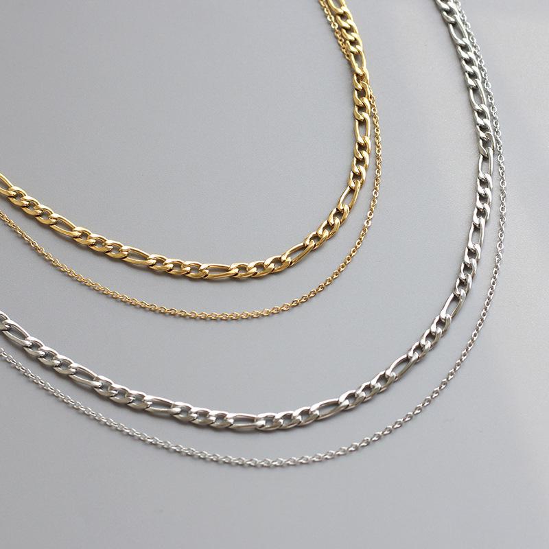 Double Layer Figaro Chain Necklace: Bestselling Titanium Steel Clavicle Accessory for Women