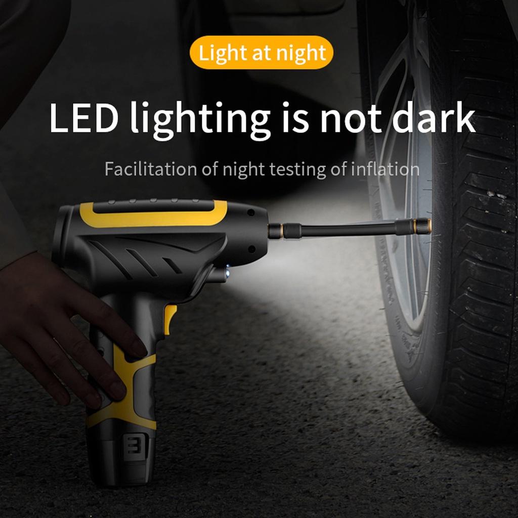 120W Handheld Cordless Car Tyre Air Compressor Pump USB Wireless Car Tire Inflator Pump + Digital Display for Motorcycle Bicycle