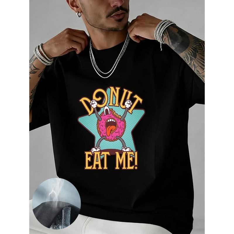 

European Size Men S Gym T-Shirt | Funny Donut Graphic Casual Athletic Wear for Fitness Training and Everyday Street Style, Regular Fit, Crew Neck 4XL чорний
