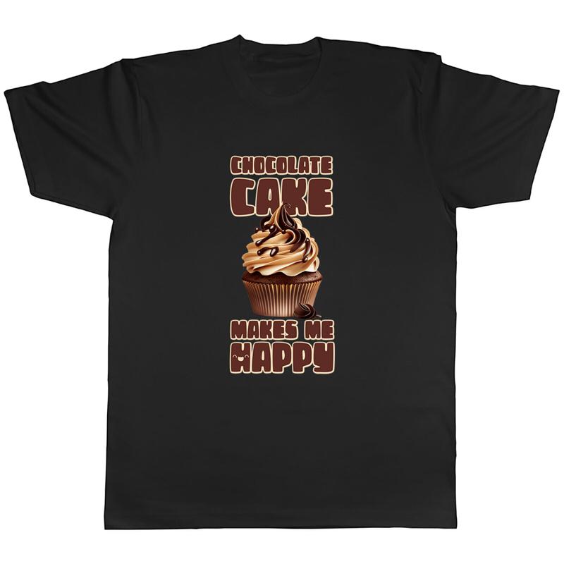 

Chocolate Cake Day Mens T-Shirt Cake Makes Me Happy Tee Gift 5XL різнокольоровий
