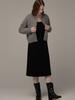 BEMUSE MANSION Velvet Piping Pocket Dress - Black