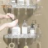Bathroom Storage Rack with Hooks Transparent Wall-mounted Punch-free Self-adhesive Great Load Bearing Anti-slip Cosmetic Toothpaste Sink Oaganizer