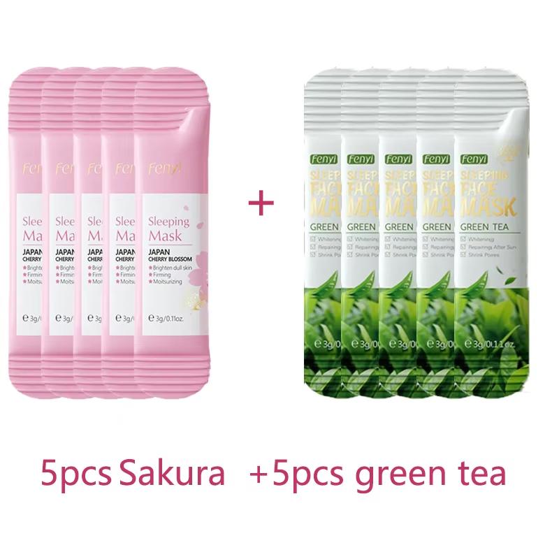 10pcs Sakura Sleeping Mask Moisturizing Reduce Wrinkle Nourishing Brightening Portable Disposable Face Mask Facial Care