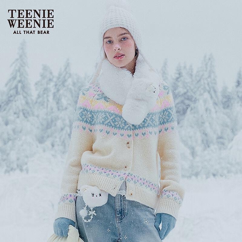 Teenie Weenie Women's Striped Bear Knitted Cardigan