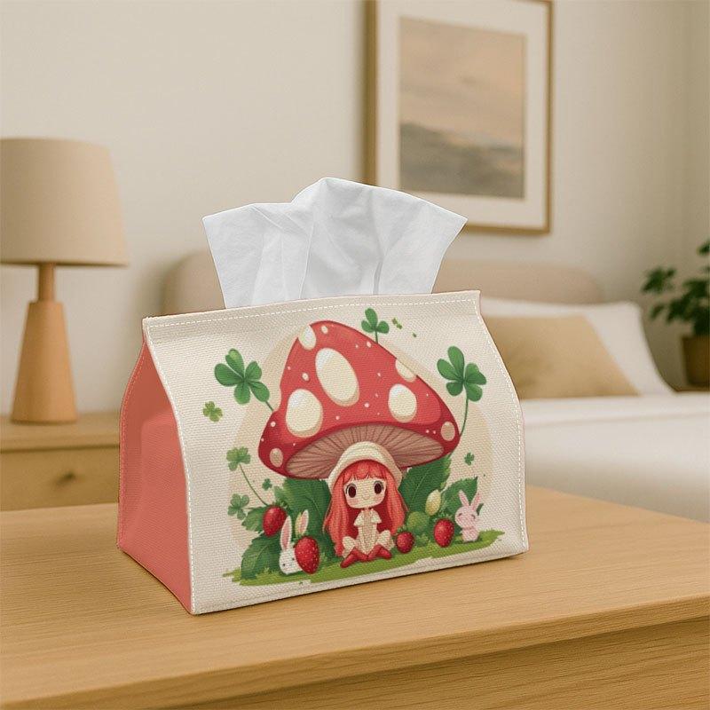 1pc Cute Cartoon Fantasy Decorative Tissue Box, Mushroom Forest Style - for Home, for Party, Car, Kitchen & Bathroom - Tissue Holder for Everyday Use,