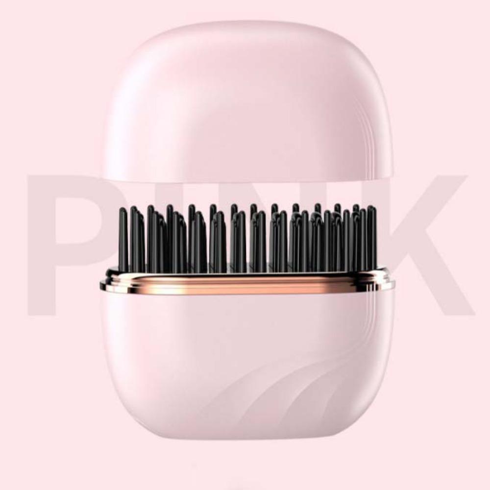 Lightweight Mini Cordless Bangs Comb Anti-Scald Shell Hair Straightener Brush  Gifts розовый