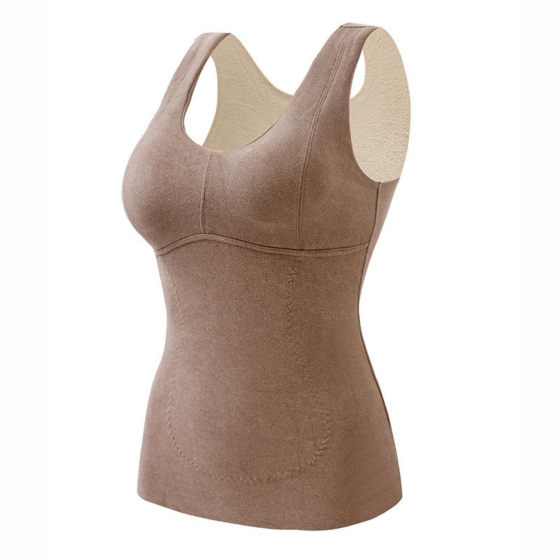 Womens Self Heating Velvet Thermal Vest Built In Brushed Padded Plus Size Winter Underwear