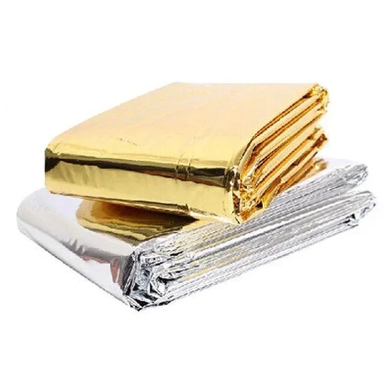 210*130cm Outdoor Survival Emergency Blanket Aluminum Film Outdoor Warmthemergency Sleeping Bag Multifu Windproof Rescue Blanket