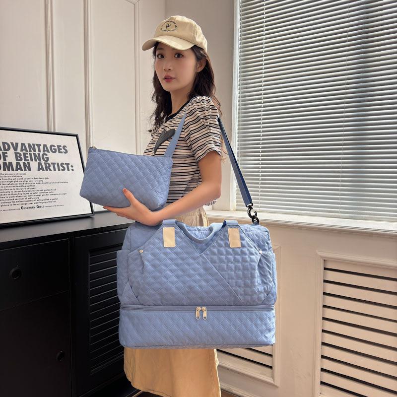 Shoe Warehousing Model for Going Out Large Capacity Portable Travel Bag Dry Wet Separation Sports Gym Bag Two-piece Set Can Be Used To Pull Rod