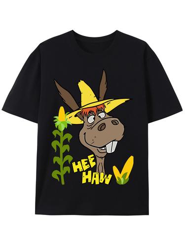 Funny Hee Haw Donkey Graphic T-Shirt Vintage Farm Animal Humor Casual Tee S