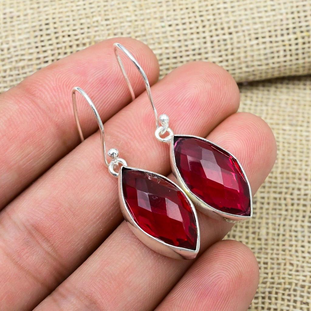 Wonderful Rubellite Gemstone Jewelry Handmade 925 Sterling Silver Earrings