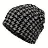 Contrasting Colors Pullover Hat Plaid Print Keep Warm Women's Pile Hat  Autumn and Winter
