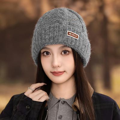 Damen Herbst- und Wintermode Verdickte Warme Wollmütze Pullovermütze Outdoor Winddichte Ohrenmütze