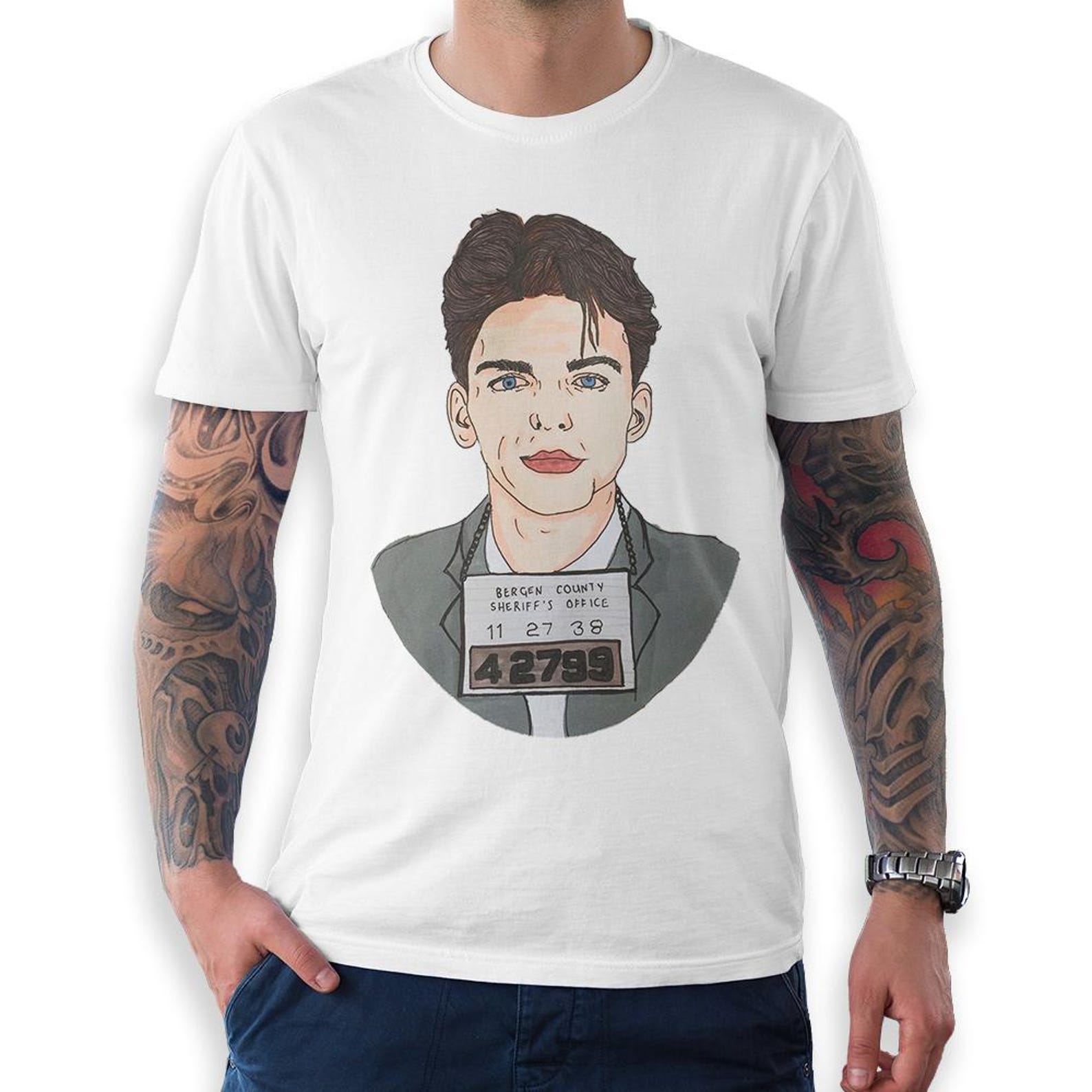 Frank Sinatra Police Mugshot Art T-Shirt, Men s and Women s Sizes Tee 3XL