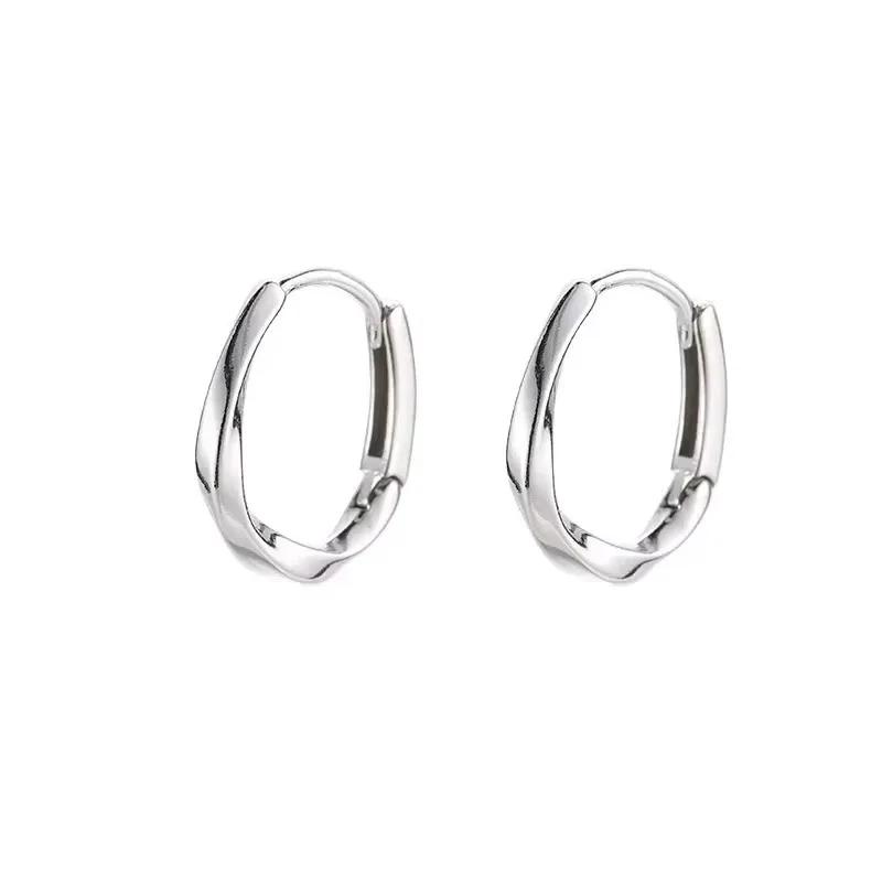 925 Sterling Silver Round Stud Earrings for Women Simple Inlaid Design Hoops Earrings Wedding Party Jewelry Accessories Gifts