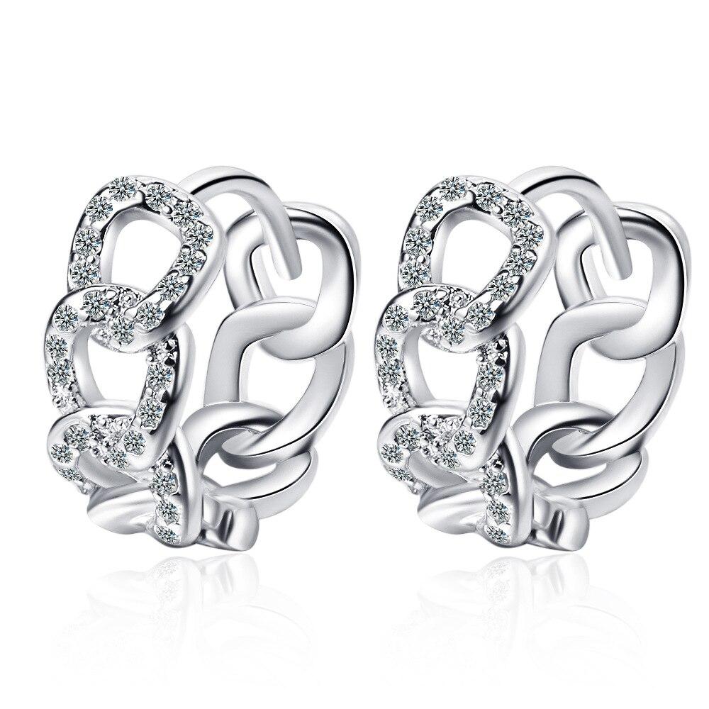 Echte 925 Sterling Silber Kette-förmige Ohrringe für Damen Runde Kreise Mikro-eingelegte Zirkon Ohrringe Hochzeitsfeier Schmuck Geschenke