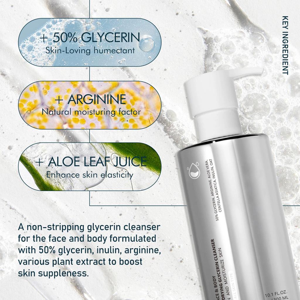 Feuchtigkeitsspendender Glycerin-Reiniger Feuchtigkeitsspendender Gesichtsreiniger -Freies Gel Reinigendes Schmutz Feuchtigkeitsspendender Reiniger, 300ML