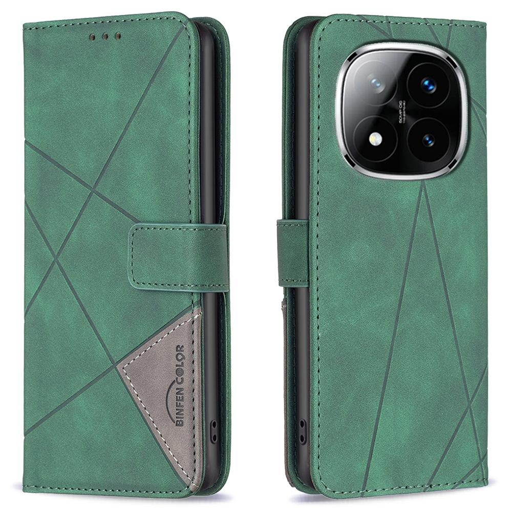 BINFEN COLOR For Xiaomi Redmi Note 14 Pro 4G Phone Cases Wallet Stand Geometry Imprinted Leather Cover