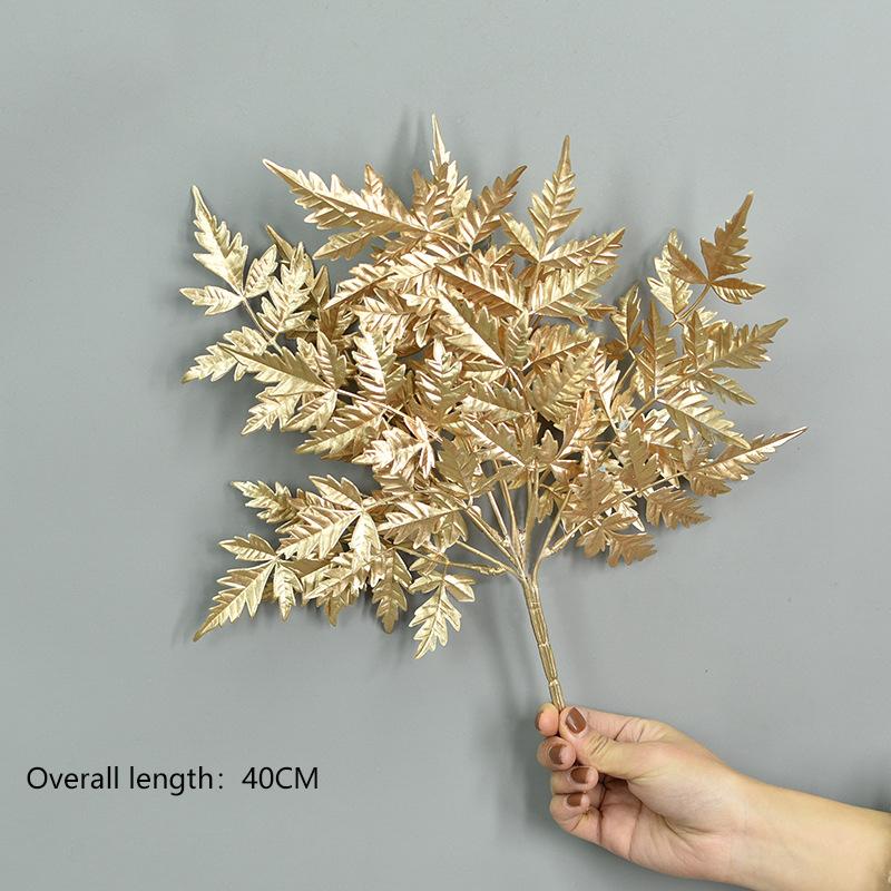 Artificial Flowers for Golden Leaves Grass PE DIY Indoor Outdoor Home Garden Party Room Bedroom Wedding Table Centerpiece Decor