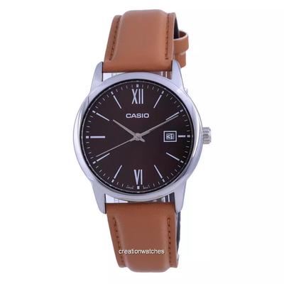 Maroon Dial Stainless Steel Analog Quartz MTP-V002L-5B3 MTPV002L-5 Men's Watch
