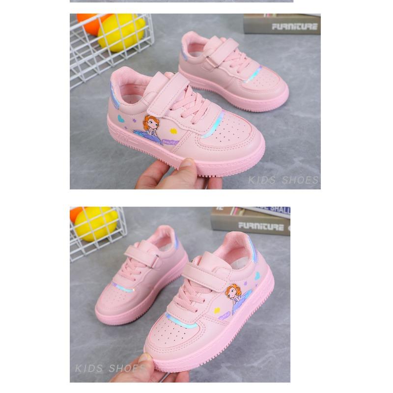 Girls' Board Shoes Autumn Small White Shoes Elementary School Cartoon Casual Shoes School Girls Princess Single Shoes Cute Pink