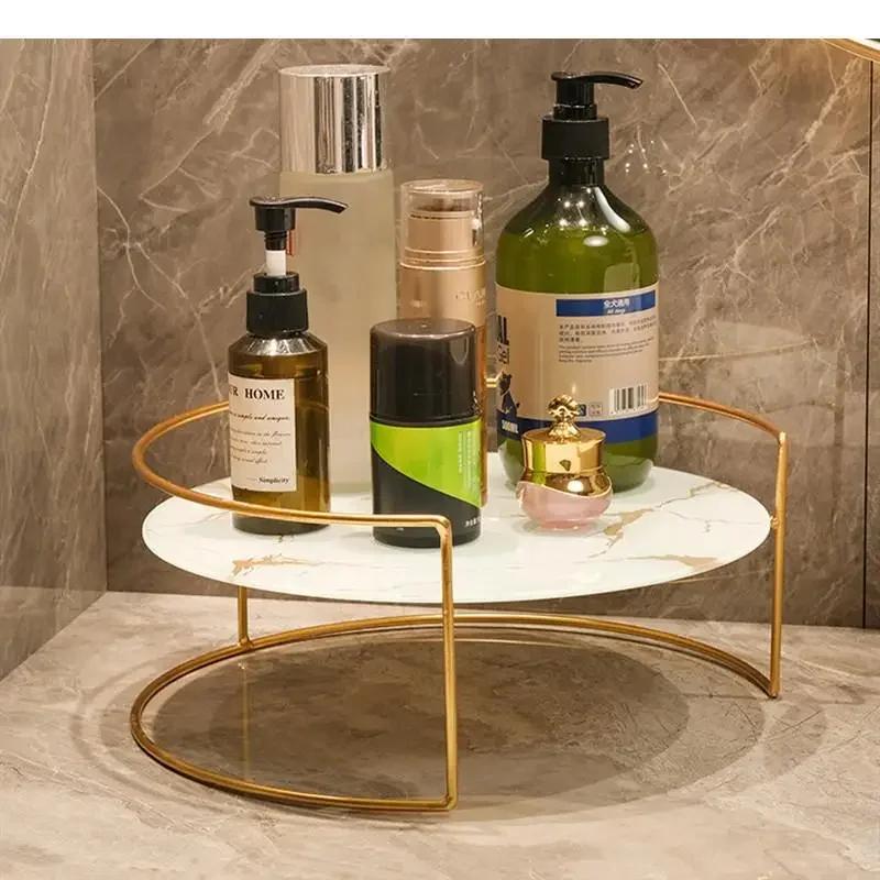 Vassoio in Vetro Marmorizzato Metallico Set da 2 Pezzi Scaffale Decorativo Portaoggetti Organizer da Scrivania Scaffale per Cosmetici Espositore Scaffali per Bagno