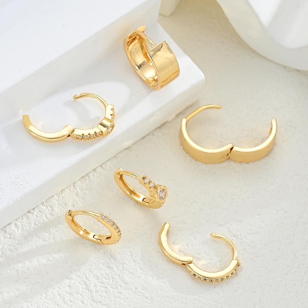 3 Pairs Dainty 14K Gold Plated Zircon Hoops Stackable Earrings Set For Women Fashion Elegant Daily Party Wear Jewelry Gifts 2026