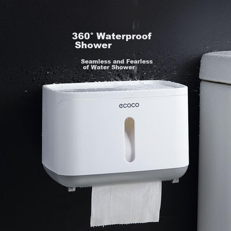 Ecoco Cocoa Bathroom Tissue Box Toilet Paper Non-perforated Bathroom Wall-mounted Box Bathroom Tissue Box E1807 Gray