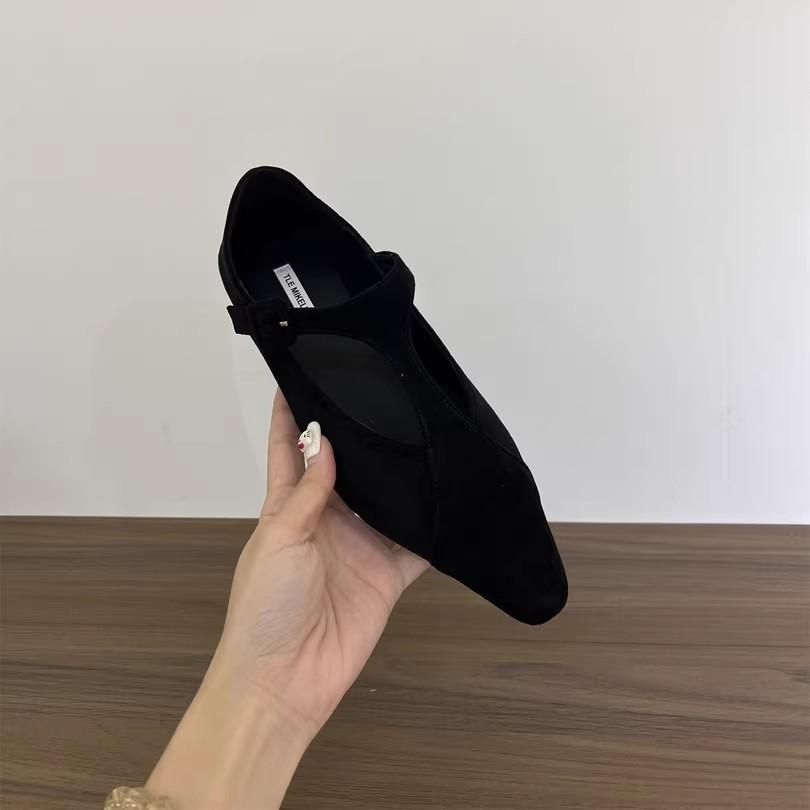 Flat-bottomed Suede Leopard Print Pointed Single Shoes Women's Shoes 2025 New Summer with Skirt Mary Jane Black Commuter Shoes
