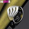 925 Sterling Silver Four Lines Smooth Ring Jewelry