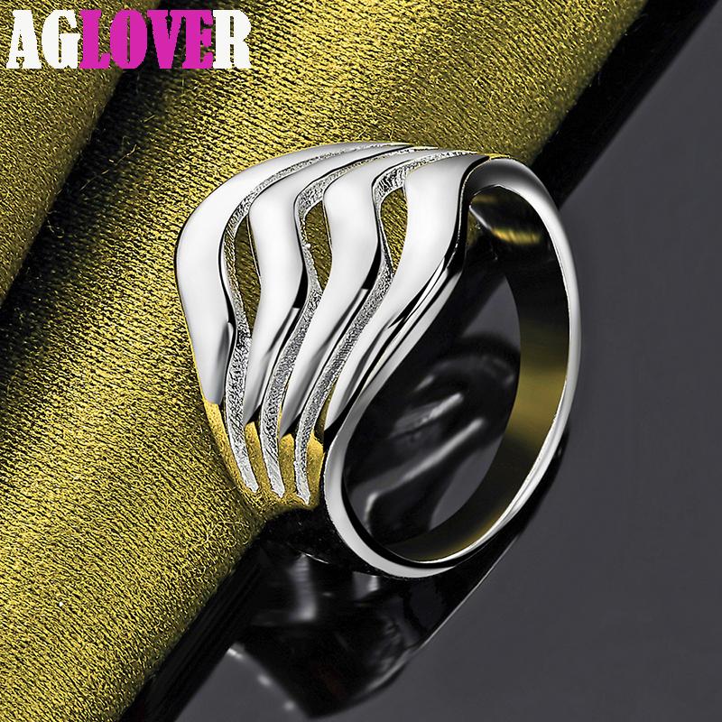 925 Sterling Silver Four Lines Smooth Ring Jewelry
