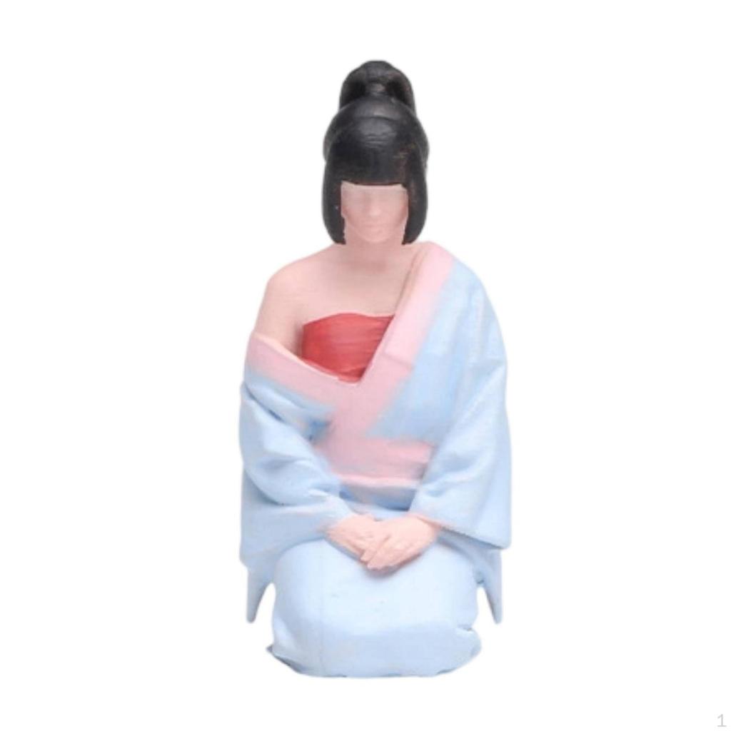 Kimono Girl Figurine Painted Figure Highly Detailed Miniature Female for