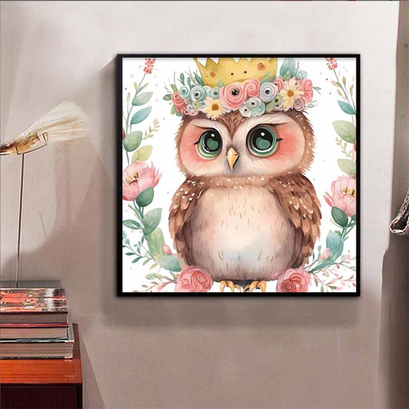 New Arrival 5D DIY Full Circle Diamond Painting "Painted Owl" Embroidery Cross Stitch Home Decor Gift
