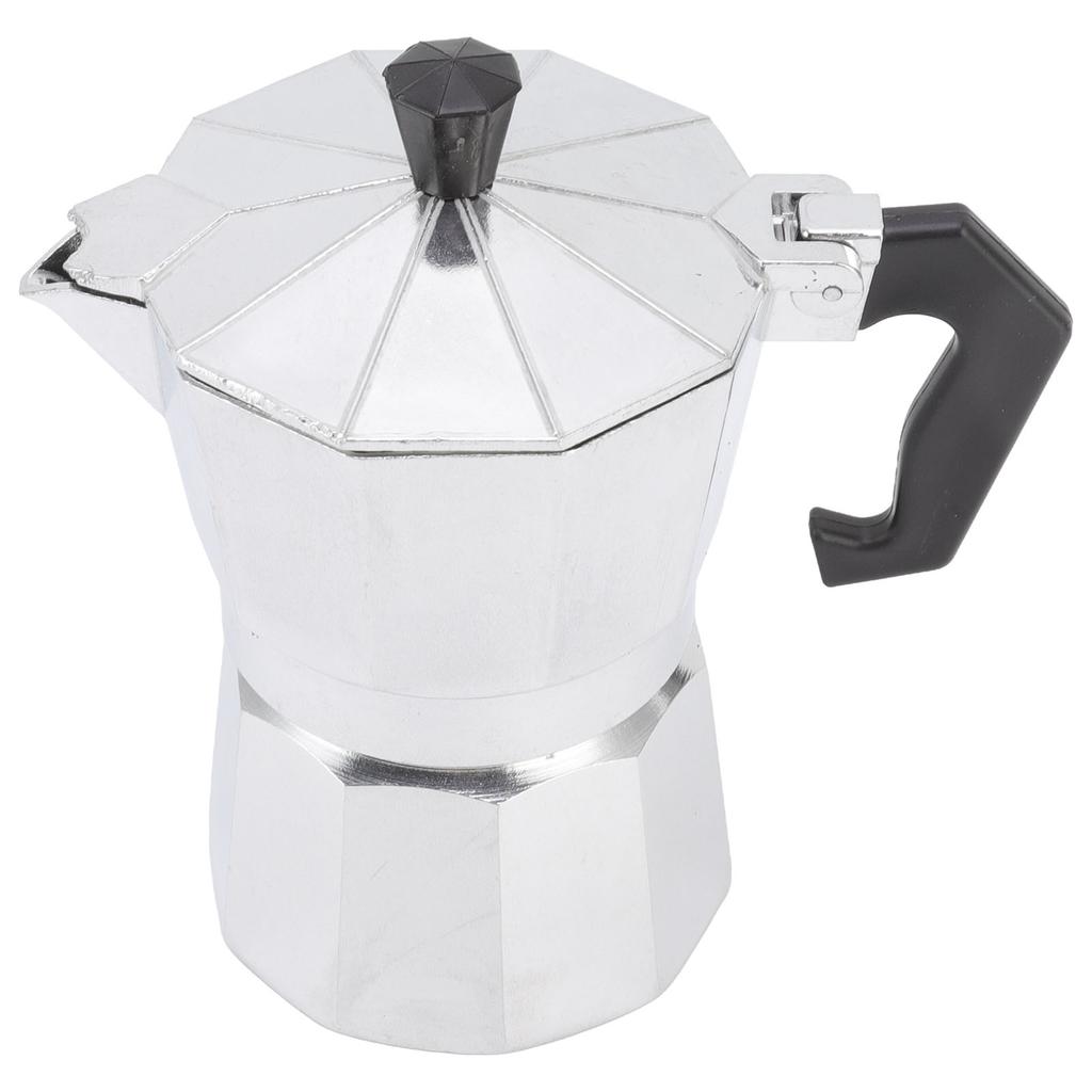 Moka Pot 150ml Aluminium Octagonal Household Heating Rustic Style Silver Camping Coffee Makers for Office