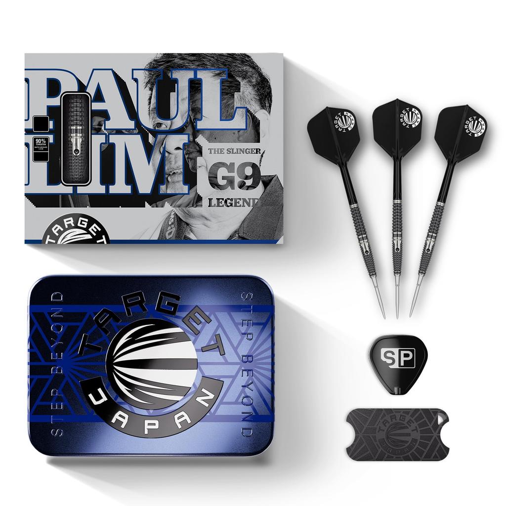 Target Japan THE LEGEND GEN9 PAUL LIM Tungsten Darts 6 Shape Flights and SWISS SILVER NANO POINT 30mm Legend (Paul Lim) 90% Steel-Tip Set, 22g, K-Flex