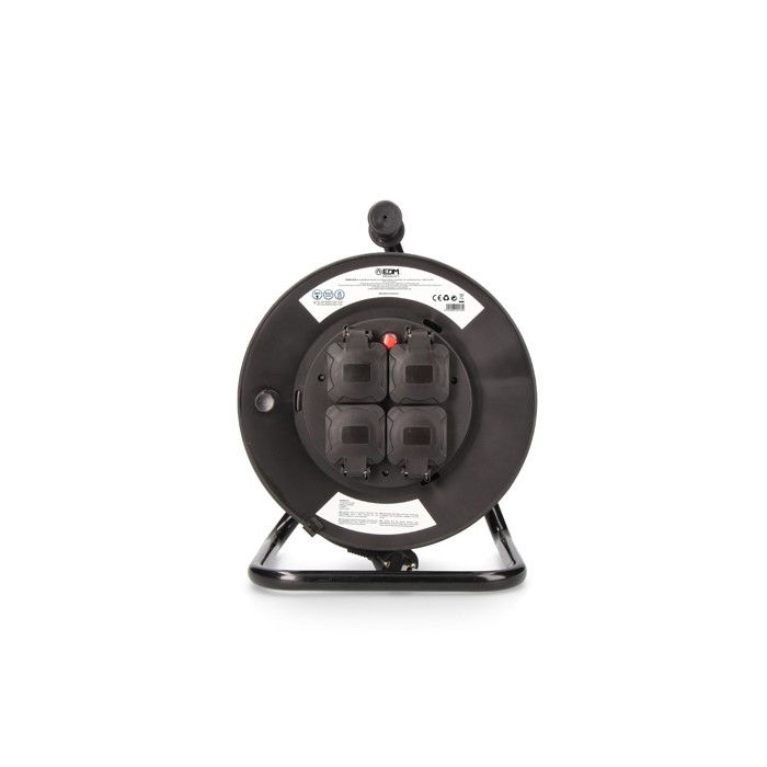 Enrouleur de câble - EDM - 25m - 4 prises - Protecteur thermique - 3600W 250V