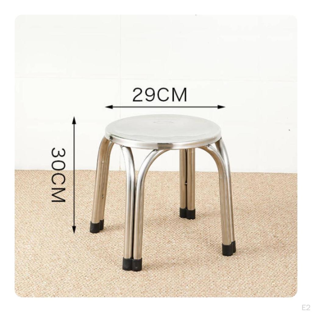 Stainless Metal Stool Compact Stackable Minimalist Furniture for Kitchen, Dining Room, Market