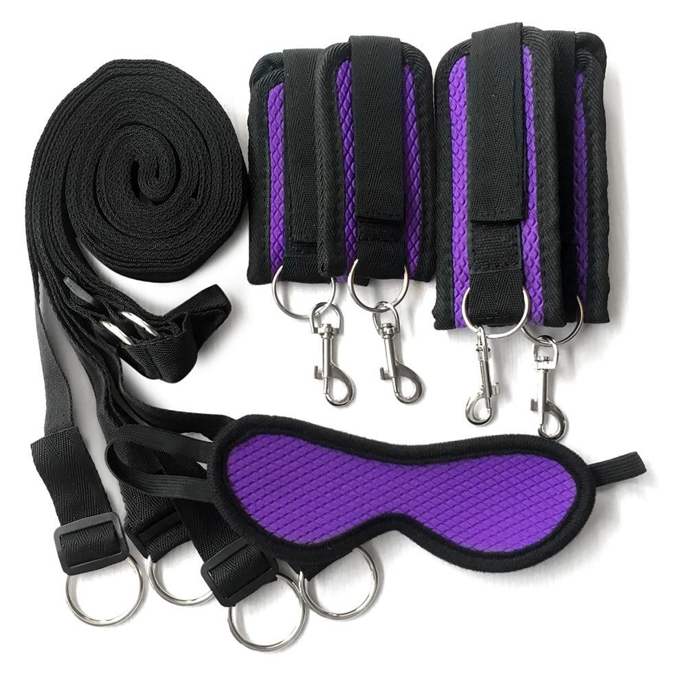 Sex Toys For Couples BDSM Bondage Set Under Bed Restraint Strap Handcuffs & Ankle Cuffs & Eye Mask Adults Games Erotic