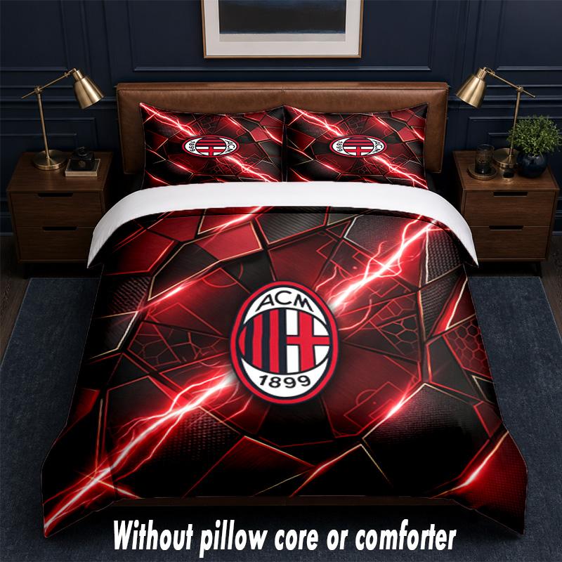 AC Milan Design Bed Bedding Set 1 Duvet Cover + 2 Pillowcases Soft Breathable Household Bed Linens