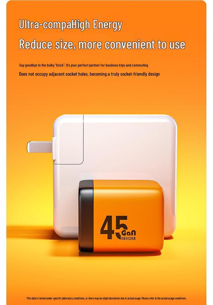 WeKome StarSpeed 45W GaN Dual-Port Fast Charger with Foldable Plug