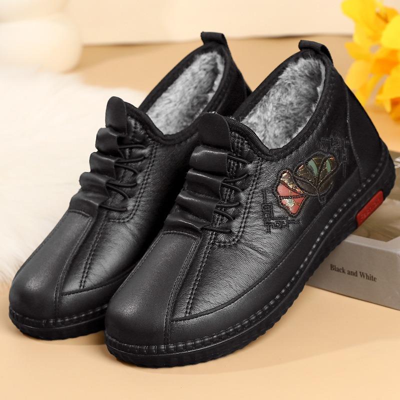 

Winter new velvet thickened polyurethane cotton shoes women s soft-soled non-slip Beijing cloth shoes women s warm old lady shoes 41 чёрный