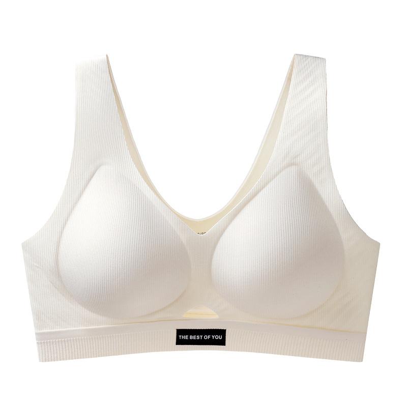 

Спортивный жилет Бюстгальтер Женский Мягкая поддержка Собирающий бюстгальтер Нижнее белье против отвисания Широкие плечи Бесшовный Дышащий бюстгальтер 2XL белый