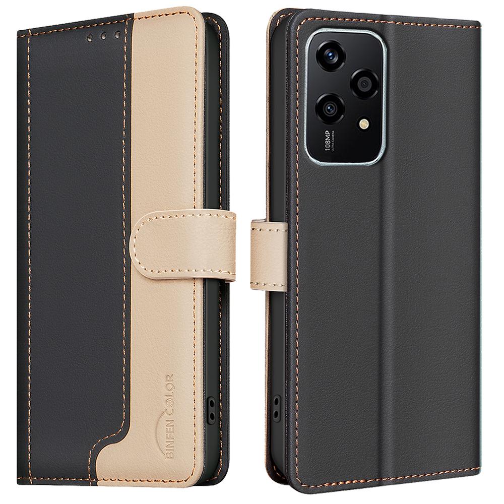 

For Honor 200 Lite Case Splicing Color Wallet Phone Leather Cover Black