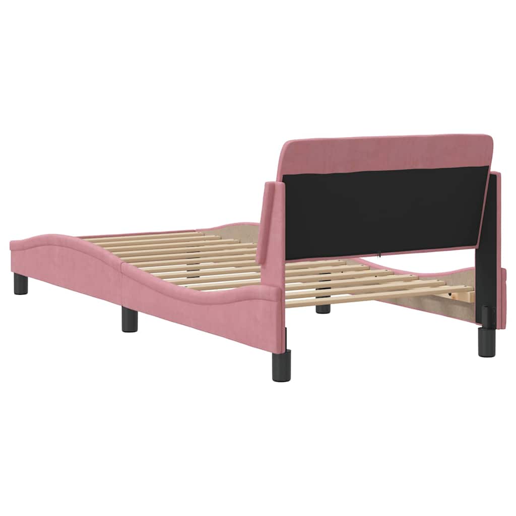 Vidaxl Rama Łóżka Z Zagłówkiem Bez Materaca, Różowa 90X190Cm Aksamitna